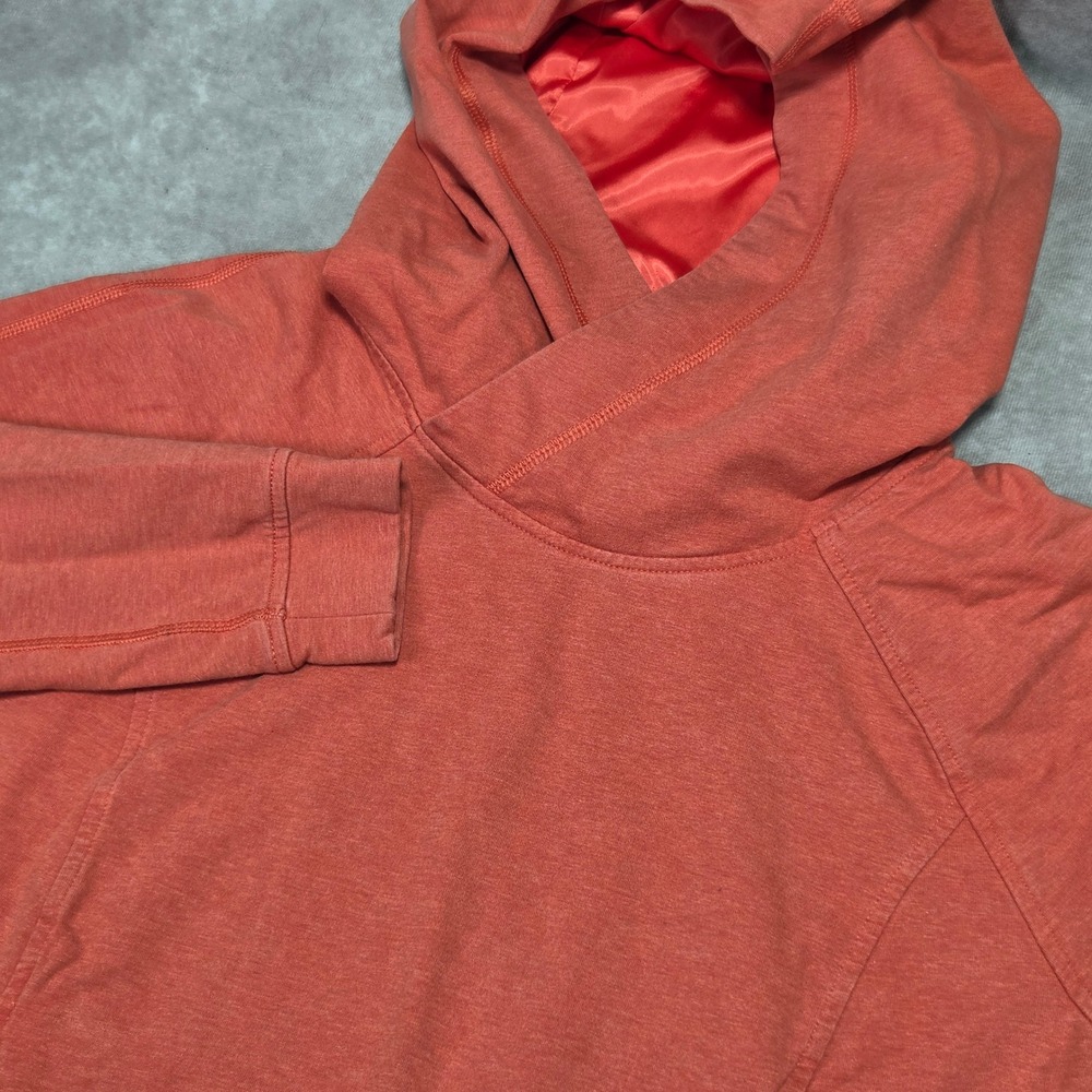 Lululemon All Good Coral Orange Satin Trim Pullover Hoodie Womens Sz 8 Athletic